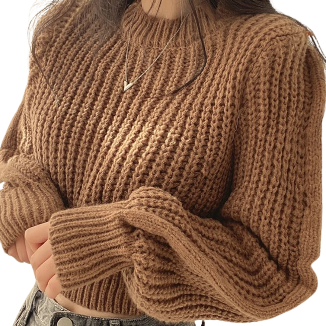 Løs vintage-strikket sweater til kvinder