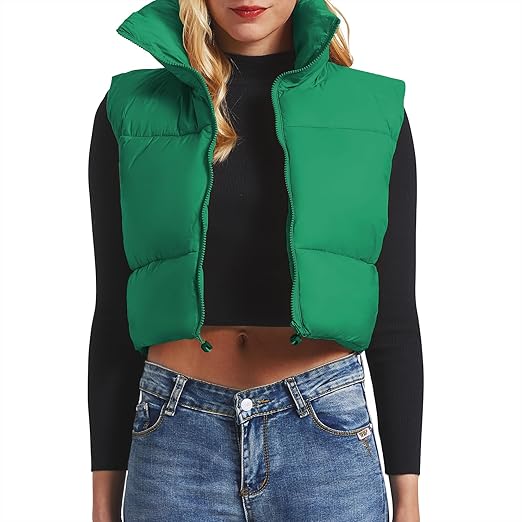 Cropped Puffer Vest til kvinder