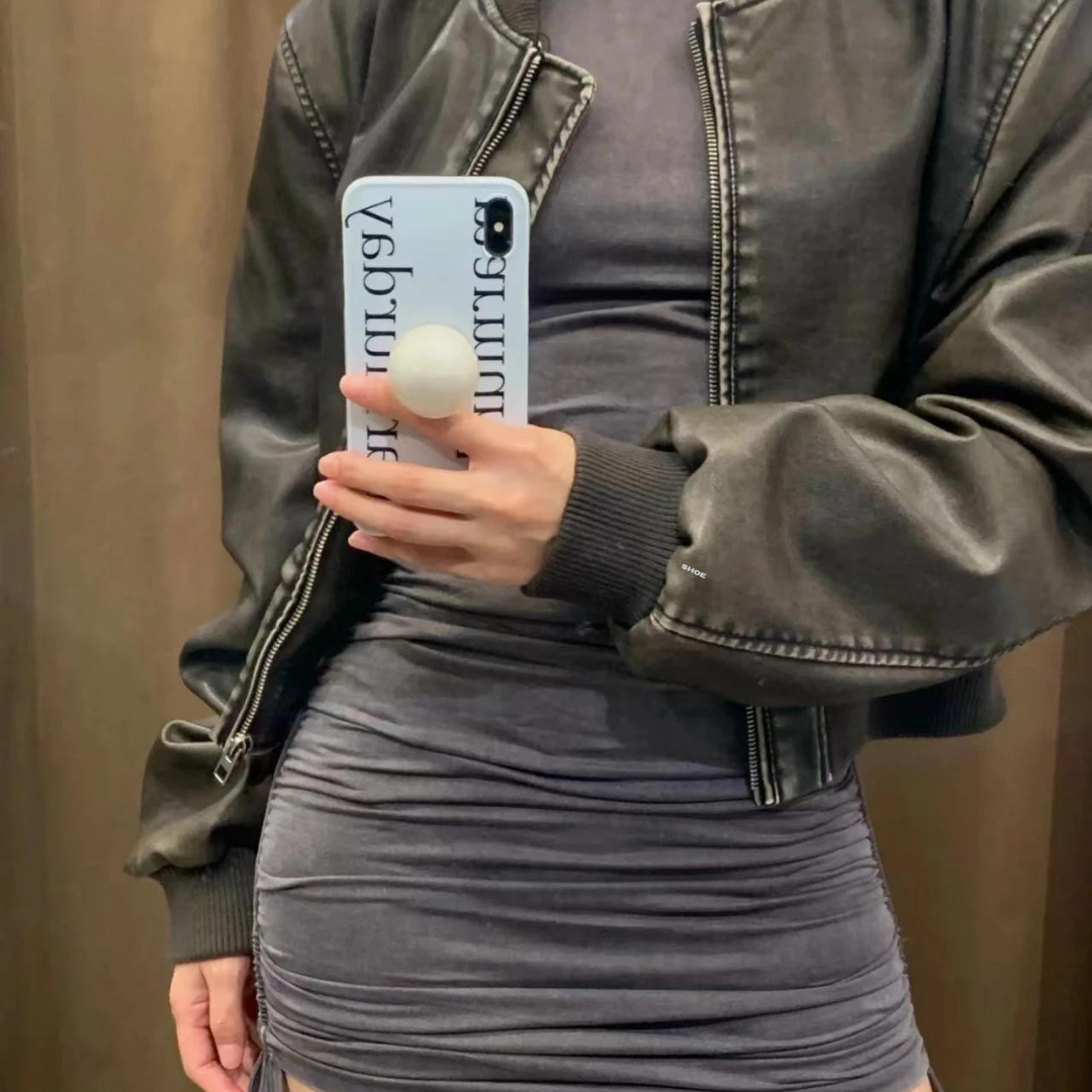 Motorcykeljakke med lynlås til kvinder